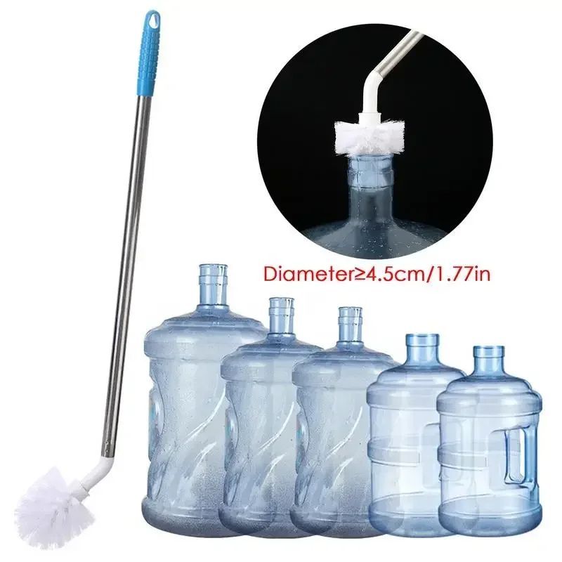 Household Bucket Washing Brush With Stainless Steel Rod Plastic Water Dispenser Water Bucket Cleaning Brush Cleaner Gadgets Home