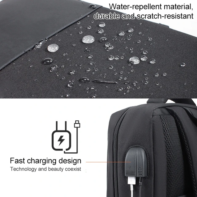 New Bag Laptop USB Charging Men College School Waterproof Backpack Backpacks For Bags With Charger Business Notebooks