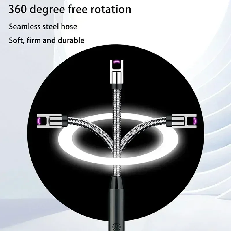 New arrival 360° Electric Rechargable Arc Lighter USB Windproof Flameless Plasma Ignition Long Kitchen Lighters Gas Lighter for Candle Gas Stove
