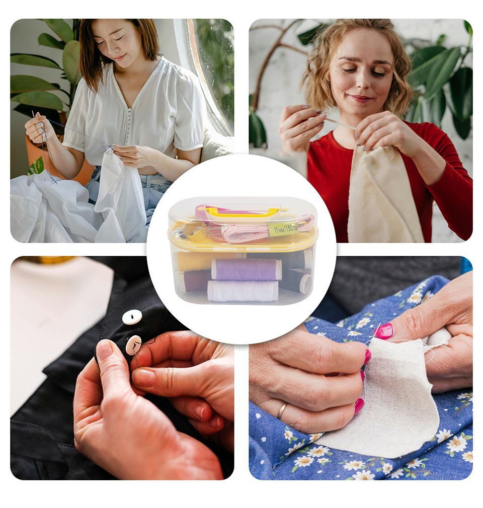 46Pcs/set With Case Needle Thread Sewing Tool Portable Tape Measure Pins Knitting Box Set Household DIY Embroidery Accessories