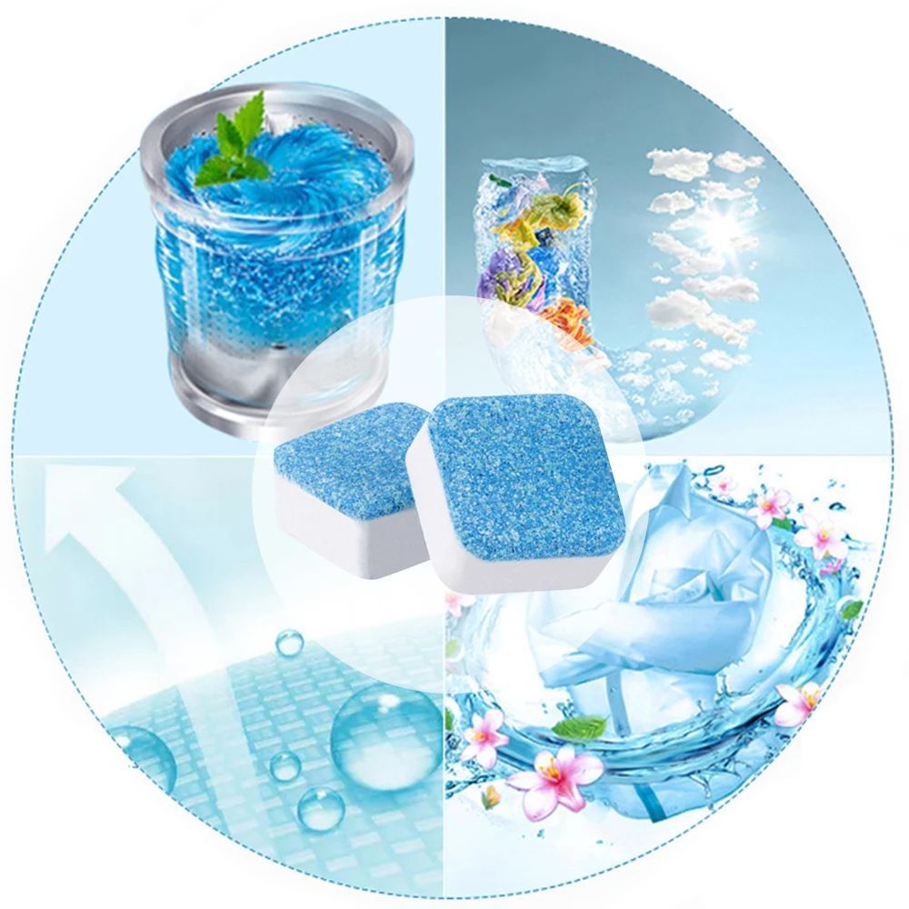 12 PCS Washing Machine Cleaner Effervescent Tablets Deep Cleaning Remove Odor Decontamination Tablet Household Supplies