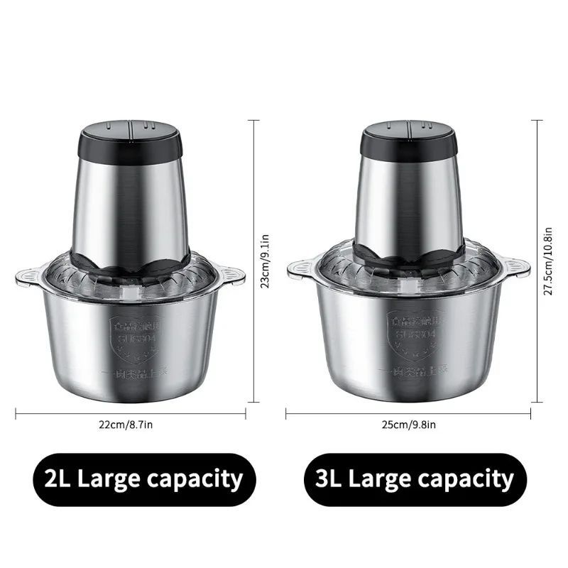 Electric Food processor/Food Chopper/Meat Grinder Electric with 2 Sets Stainless Steel Blades 2L