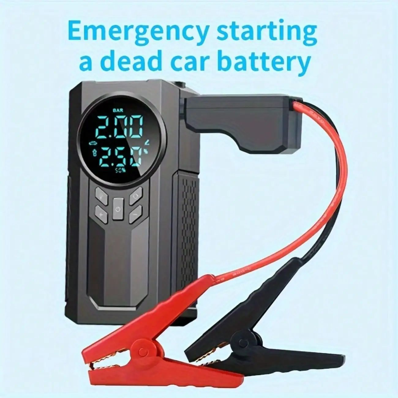 Mobile Power Supply,With LED Display F.lashlight, 3 IN1  Tire Air Pump Power Bank Inflator,Portable