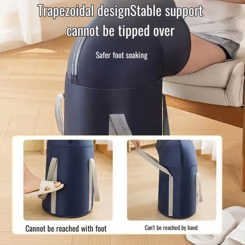 Foot Soaking Bucket Foldable Portable Raised Calf Sized Household Insulated Foot Soaking Bag Travel Foot Basin Bath Bathroom