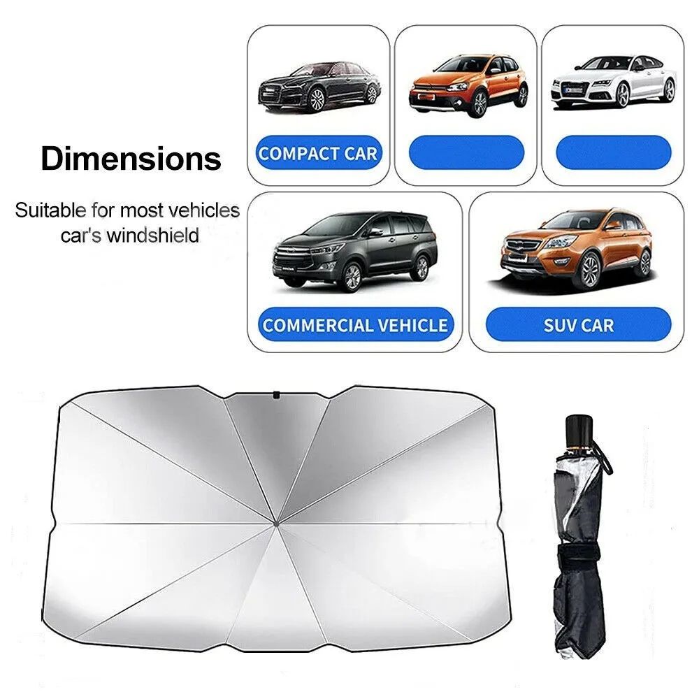 Car Sunshade Umbrella Titanium silver Windshield Folding Front Umbrella Sun Shade for Car Window Summer Sun Protection
