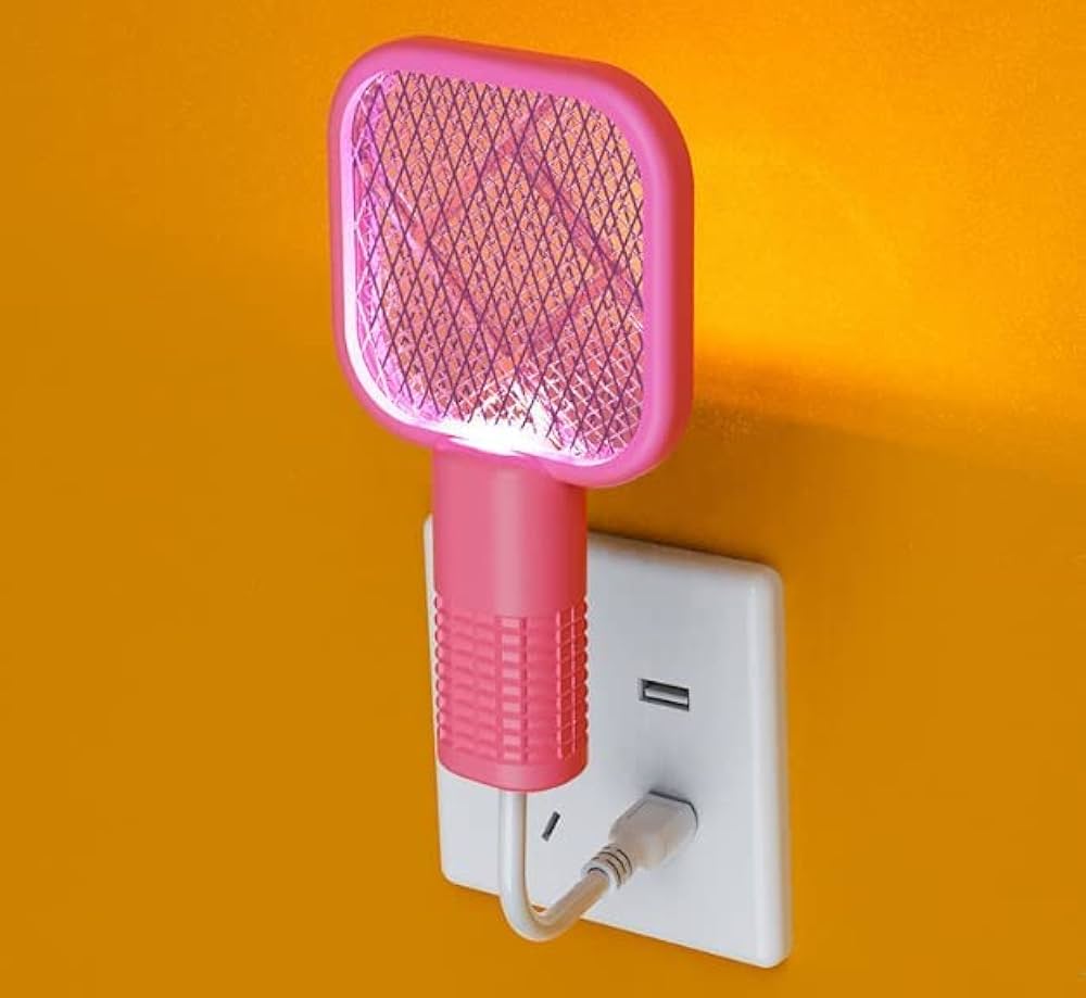 Electric Mosquito Swatter Stand Swatter Manual+ Automatic Blue Light USB Racket.