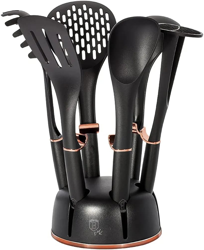 NEW IN THE MARKET HAUS ROLAND ROTATING STAND 7PC SILICONE KITCHEN UTENSIL SET.Haus Roland rotating stand 7pc silicone kitchen utensil set