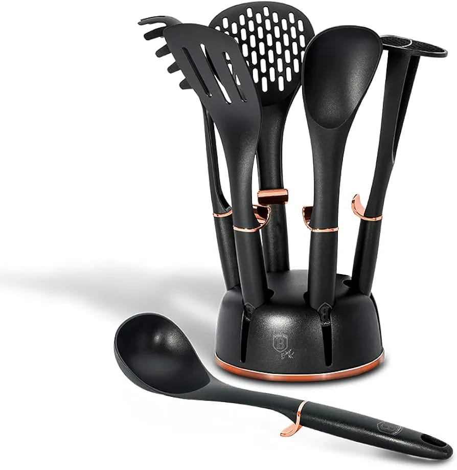 NEW IN THE MARKET HAUS ROLAND ROTATING STAND 7PC SILICONE KITCHEN UTENSIL SET.Haus Roland rotating stand 7pc silicone kitchen utensil set