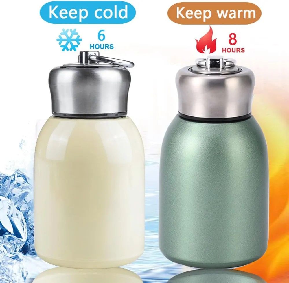 Cute 320ml Small Kids insulated leak proof thermal milk pot, Big Belly Cup Simple Mini Cup for milk,Tea, yogurt Stainless Steel Drinkware kids mug