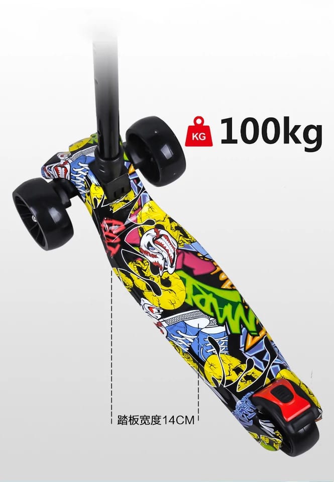 Foldable Graffiti kids playing scooter with music and LED Lights....suitable for children between age 2-10 year