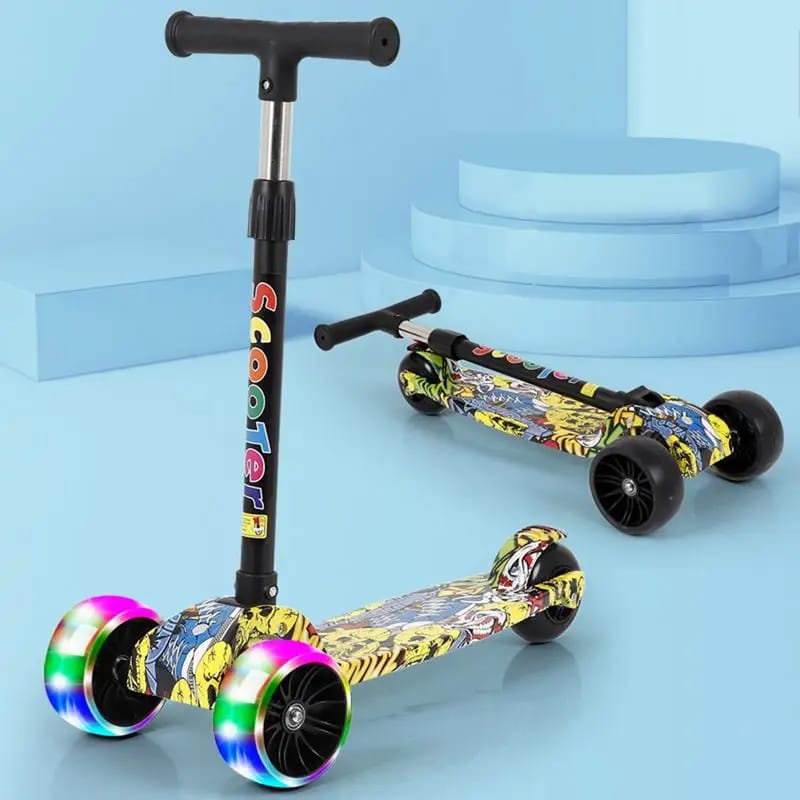 Foldable Graffiti kids playing scooter with music and LED Lights....suitable for children between age 2-10 year