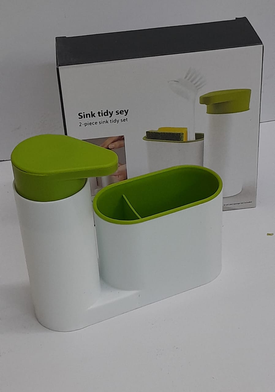 2-1 kitchen soap press dispenser with Sink Tidy set
