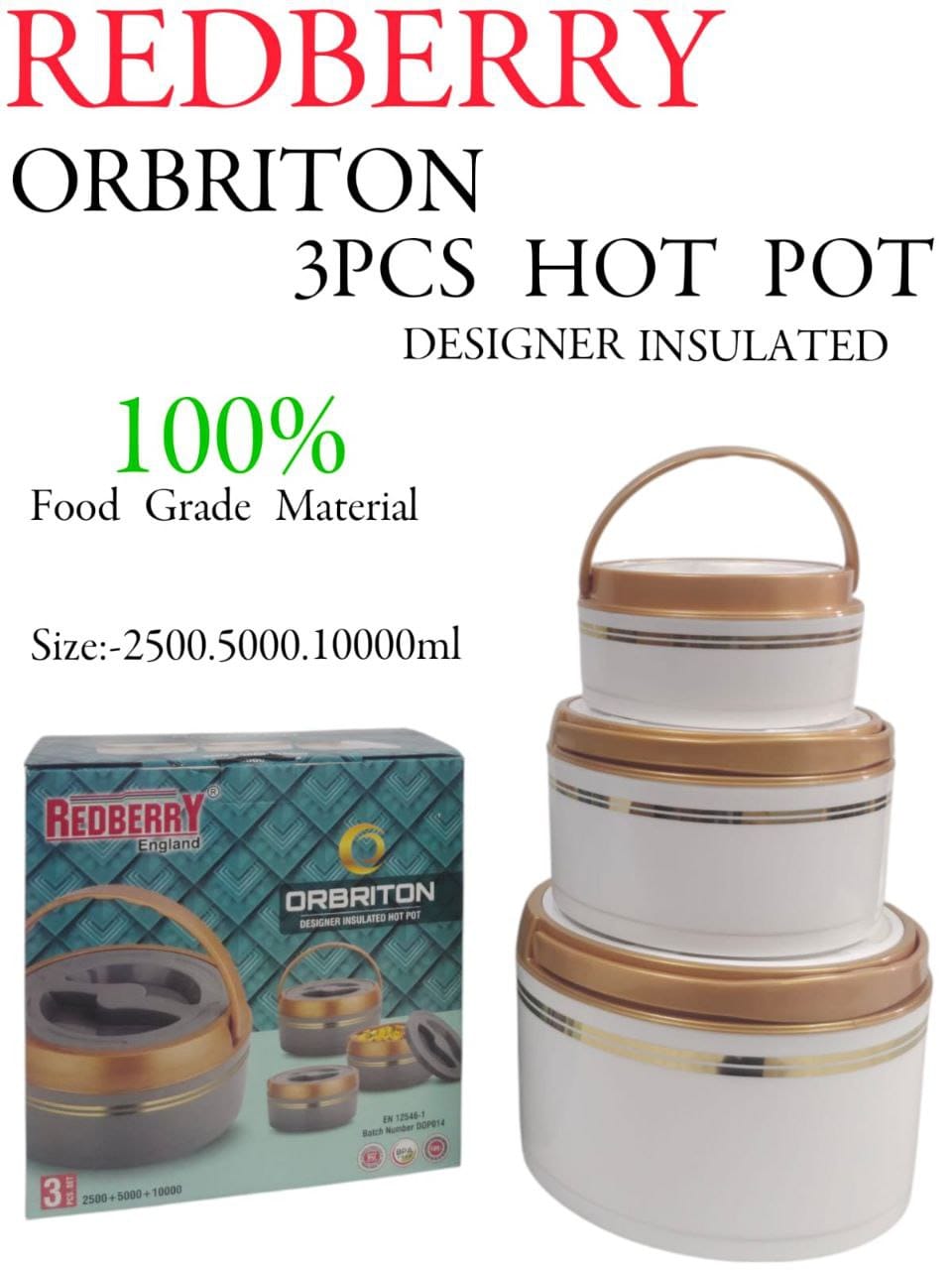 Set of 3pcs Premium range  plastic designer Hotpot...3pcs set big big size...with the capacity of 2500/5000/10000