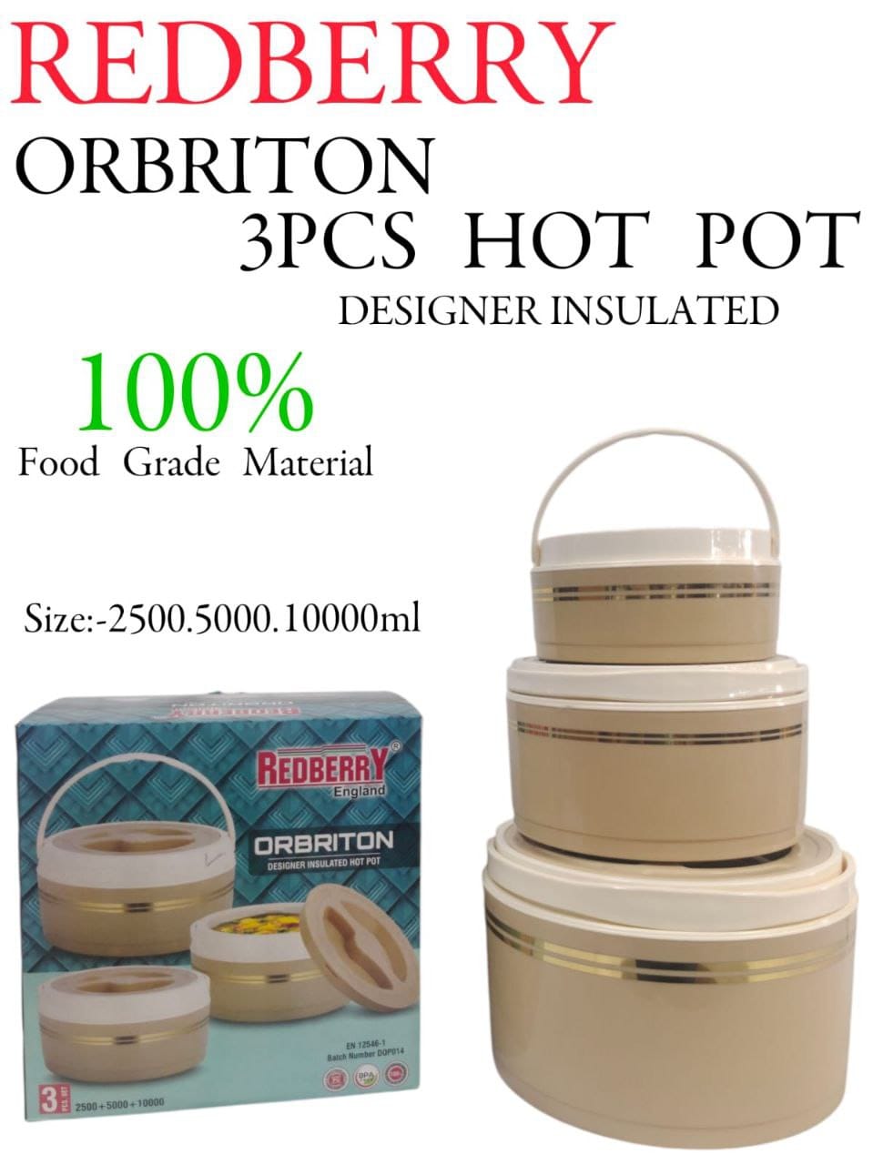 Set of 3pcs Premium range  plastic designer Hotpot...3pcs set big big size...with the capacity of 2500/5000/10000