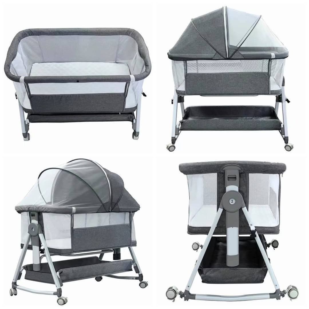 5 Levels adjustable height Cosleeper portable baby Bassinet with wheels ,Mosquito net and matress