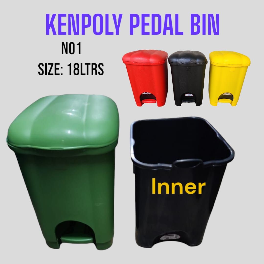 Kenpoly Heavy plastic Home/Office pedal dust bin with capacity of 18 litres....it comes with inner bucket for easy waste management