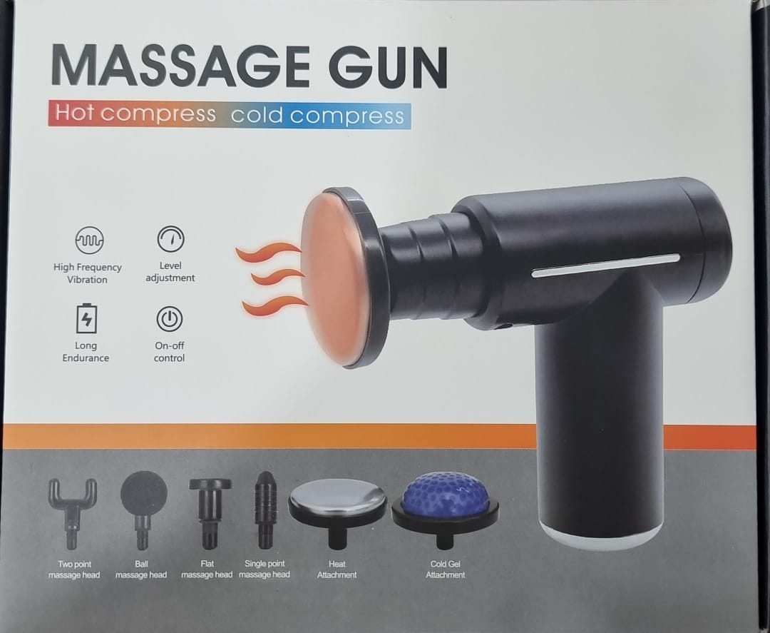 Very High quality hot and cold compress matt finish body 6 speed ,6 head option massage gun