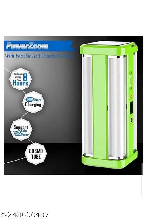 4 Tubes Portable rechargeable indoor and outdoor solar emergency light/lamp with 80 SMD 360 Lighting 12 hours continuous...working power 2200 MAh...long life sealed lead gig batterly...it can be used