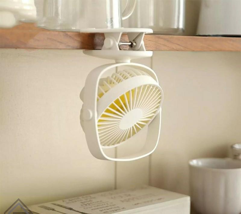 Mini Rechargeable portable home/office clip table fan  with rotating angle and multi-function clip-on with night light