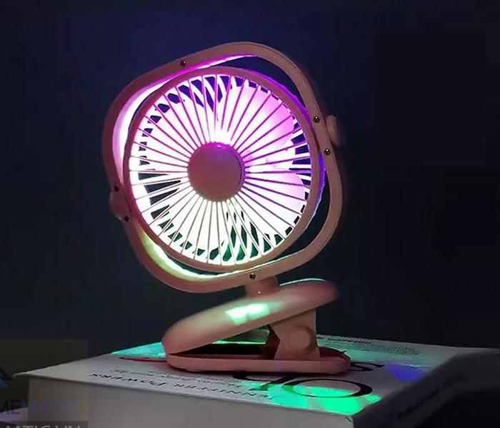 Mini Rechargeable portable home/office clip table fan  with rotating angle and multi-function clip-on with night light