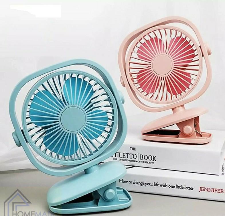Mini Rechargeable portable home/office clip table fan  with rotating angle and multi-function clip-on with night light