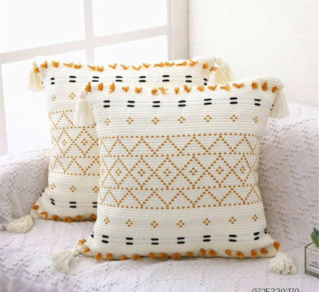 Set of 4pcs High quality Boho/Tufted cushion Throw pillows covers with Tassels and fiber filled throw pillow inside