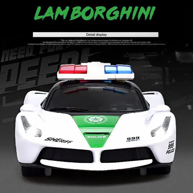 Lamborghini Sheriff remote controlled police toy car ...Packaged in a box...Uses disposable Batteries