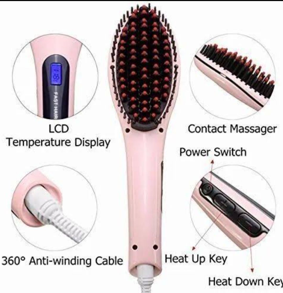Portable Pink Hair Straightener – 4-in-1 Styling Tool for Effortless Straightening, Curling, Flicking, and Twisting with Smooth Ceramic Plates and Compact Design
