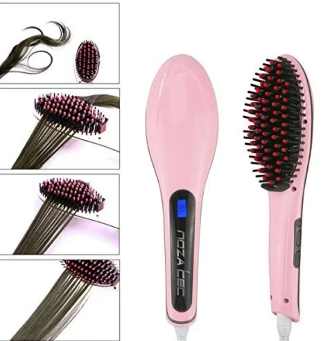 Portable Pink Hair Straightener – 4-in-1 Styling Tool for Effortless Straightening, Curling, Flicking, and Twisting with Smooth Ceramic Plates and Compact Design