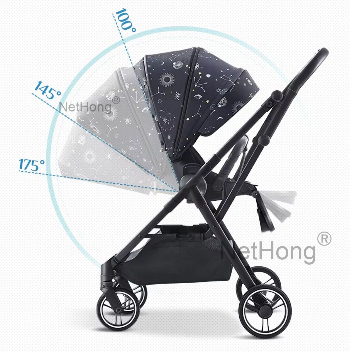 Lightweight Portable Foldable Baby Stroller with Four Wheels, Safety Harness, Comfortable Seat, and Compact Design for Easy Travel and Everyday Outdoor Use