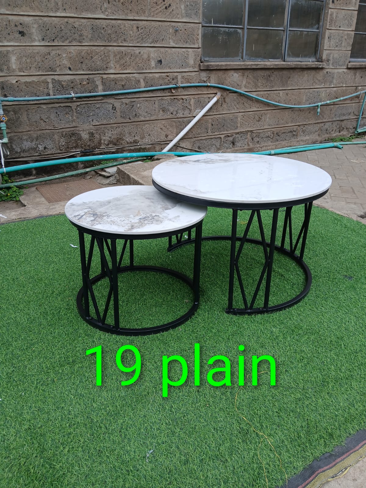 Pure Marble Top High Quality 2pcs Nesting Coffee Tables Set with Strong Metal Base, Modern Round Design, Durable Structure, and Elegant Finish for Living Room Décor
