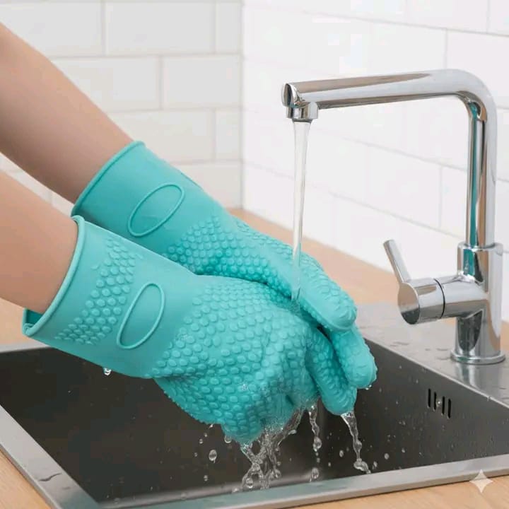 2Pcs High Quality Double Wall Heat Resistant Silicone Kitchen Oven Gloves Set — Non-Slip, Insulated, and Flexible Mitts for Safe Handling of Hot Pots, Baking Trays, and Cookware
