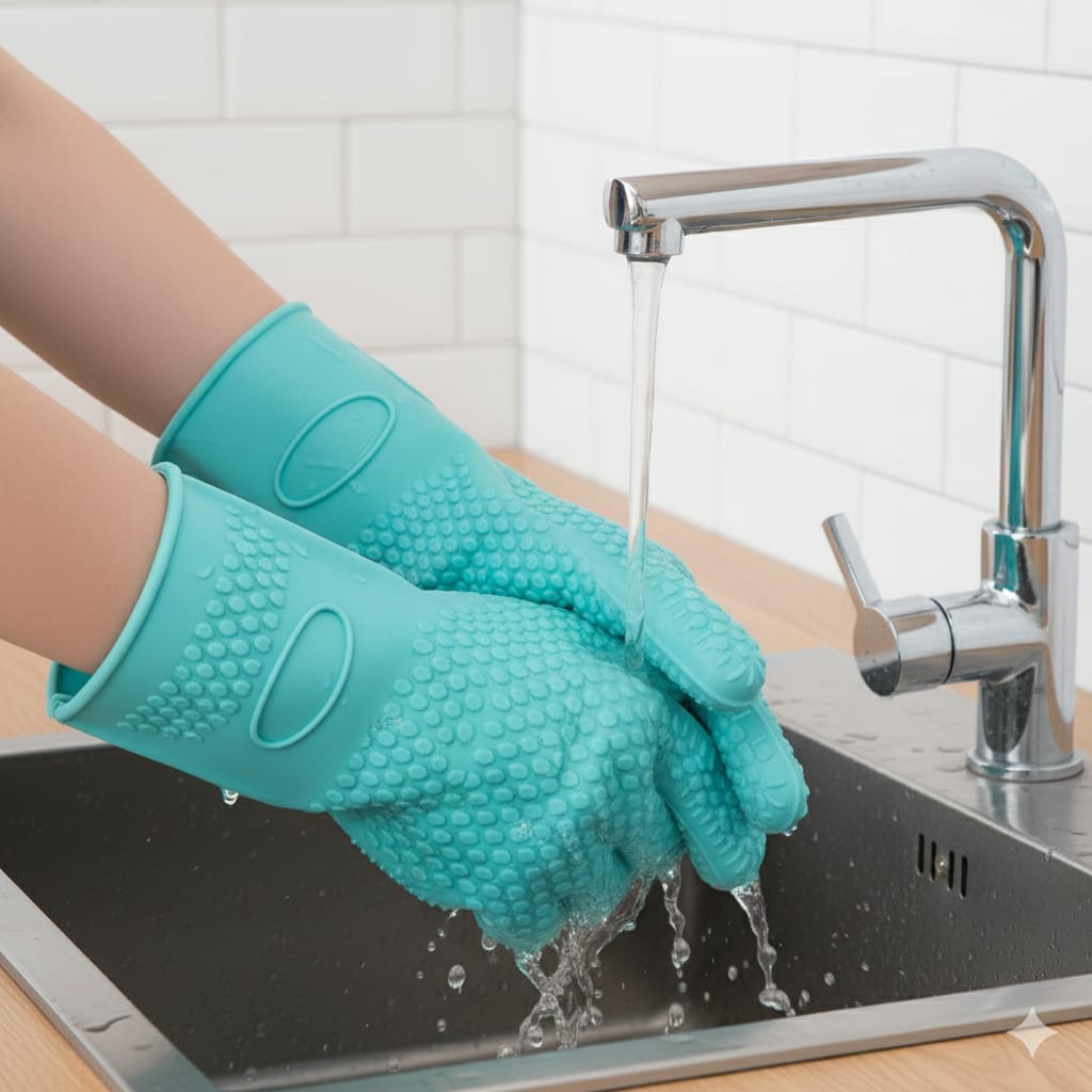 2Pcs High Quality Double Wall Heat Resistant Silicone Kitchen Oven Gloves Set — Non-Slip, Insulated, and Flexible Mitts for Safe Handling of Hot Pots, Baking Trays, and Cookware