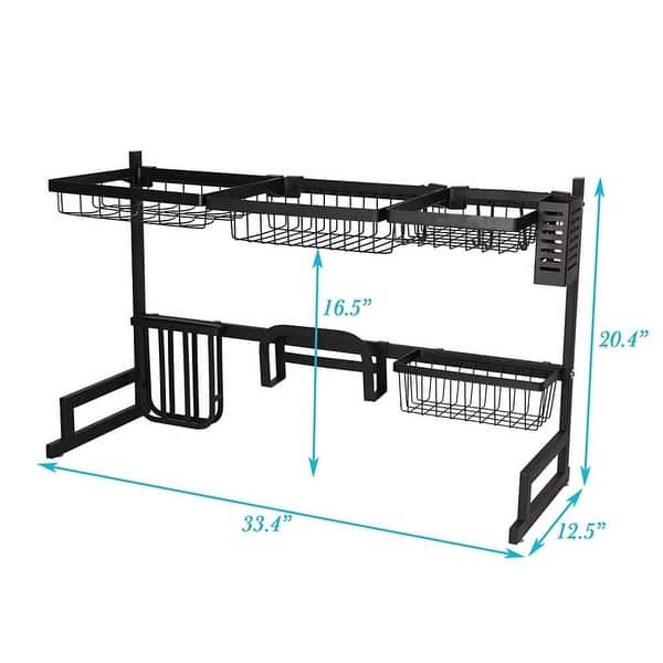 Rust Proof Heavy Metallic Over-the-Sink Rack – Durable 85cm Kitchen Organizer for Dishes, Cutlery & Cleaning Accessories, Ideal for Maximizing Counter Space and Drying Efficiency