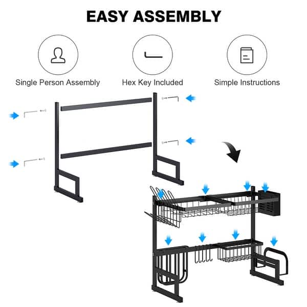 Rust Proof Heavy Metallic Over-the-Sink Rack – Durable 85cm Kitchen Organizer for Dishes, Cutlery & Cleaning Accessories, Ideal for Maximizing Counter Space and Drying Efficiency