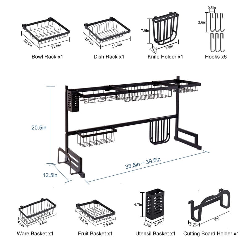 Rust Proof Heavy Metallic Over-the-Sink Rack – Durable 85cm Kitchen Organizer for Dishes, Cutlery & Cleaning Accessories, Ideal for Maximizing Counter Space and Drying Efficiency