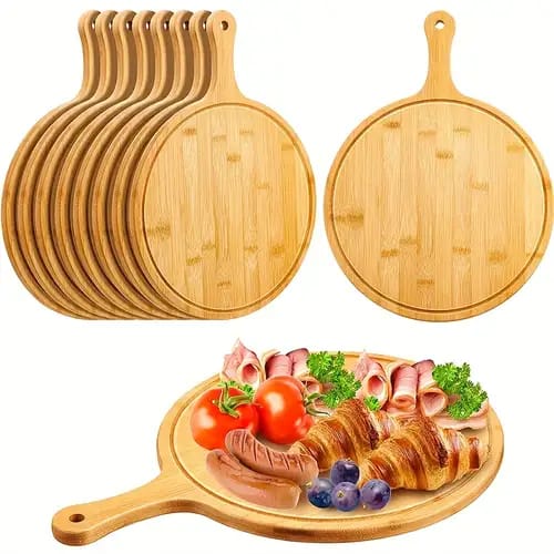 Bamboo Pizza Board Plate – Eco-friendly, Durable, and Heat-resistant Wooden Serving Board for Pizza, Snacks, and Pastries, Ideal for Kitchen, Home, or Restaurant Use