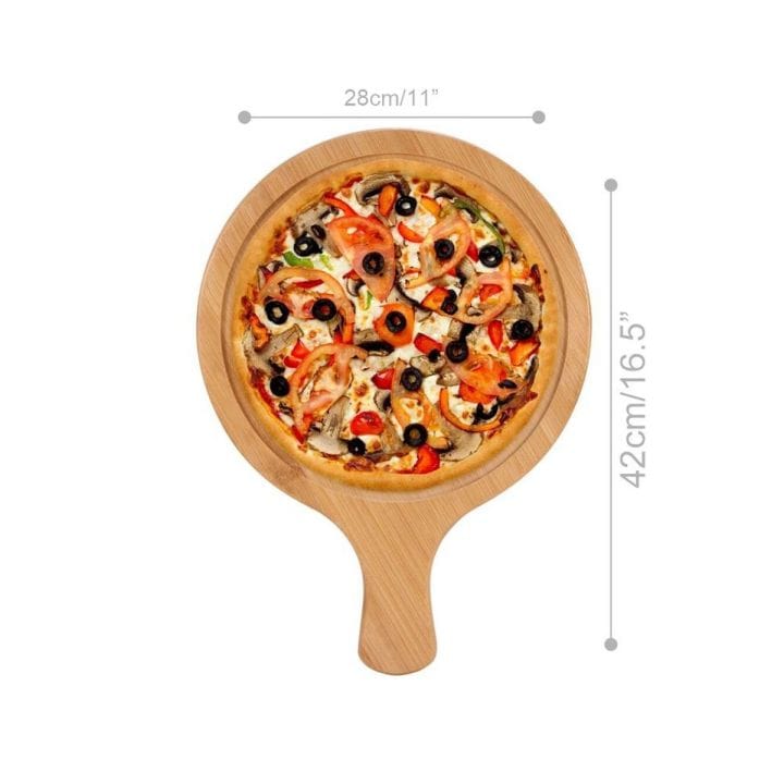Bamboo Pizza Board Plate – Eco-friendly, Durable, and Heat-resistant Wooden Serving Board for Pizza, Snacks, and Pastries, Ideal for Kitchen, Home, or Restaurant Use