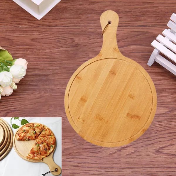 Bamboo Pizza Board Plate – Eco-friendly, Durable, and Heat-resistant Wooden Serving Board for Pizza, Snacks, and Pastries, Ideal for Kitchen, Home, or Restaurant Use