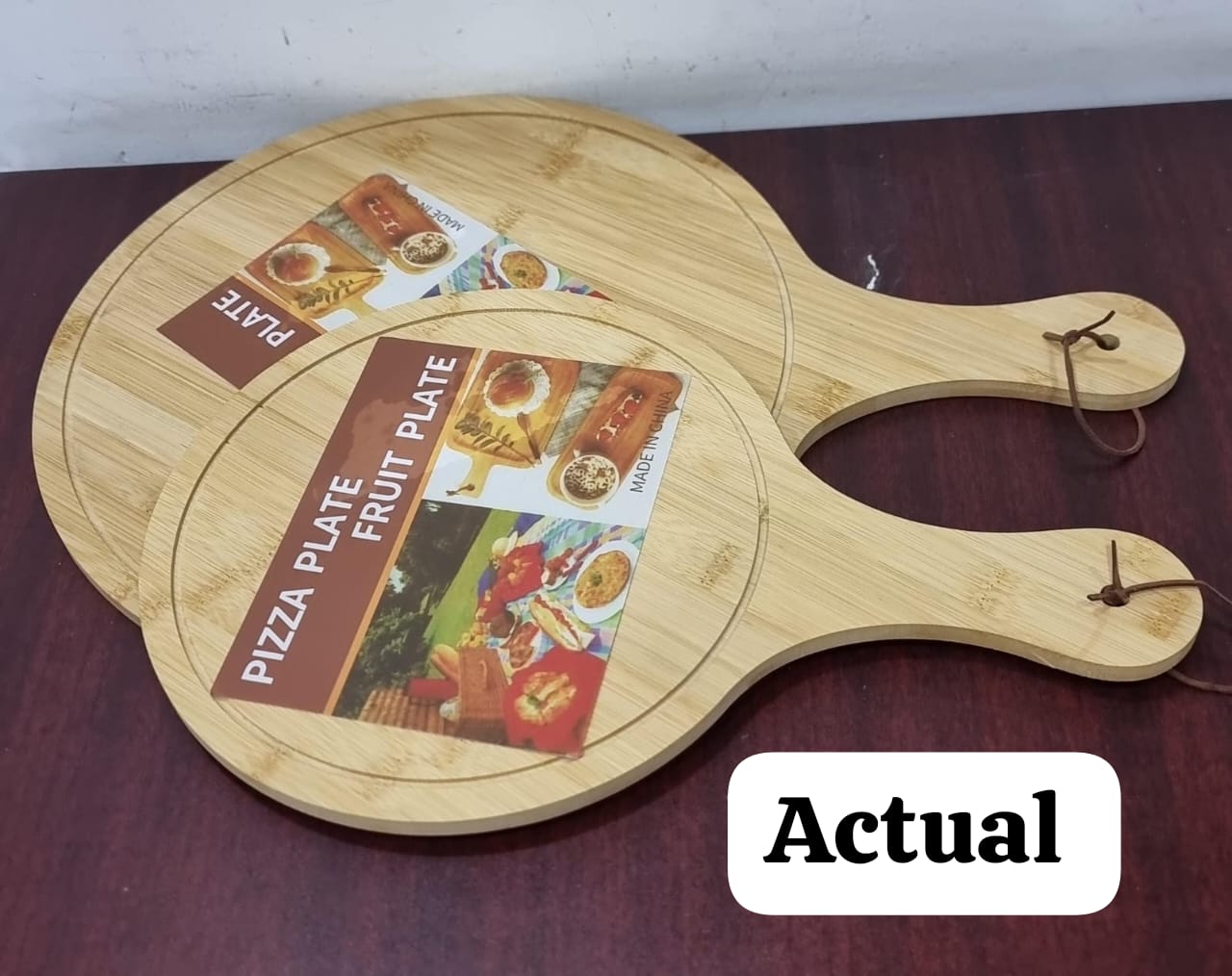 Bamboo Pizza Board Plate – Eco-friendly, Durable, and Heat-resistant Wooden Serving Board for Pizza, Snacks, and Pastries, Ideal for Kitchen, Home, or Restaurant Use