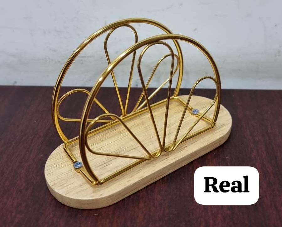 Metallic Hemisphere Serviette Holder with Elegant Bamboo Base – Durable, Rust-resistant, and Stylish Tissue Organizer for Dining Tables, Kitchens, and Home Décor