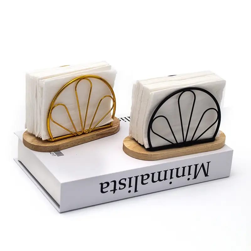 Metallic Hemisphere Serviette Holder with Elegant Bamboo Base – Durable, Rust-resistant, and Stylish Tissue Organizer for Dining Tables, Kitchens, and Home Décor
