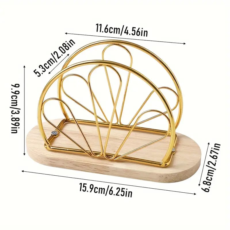 Metallic Hemisphere Serviette Holder with Elegant Bamboo Base – Durable, Rust-resistant, and Stylish Tissue Organizer for Dining Tables, Kitchens, and Home Décor