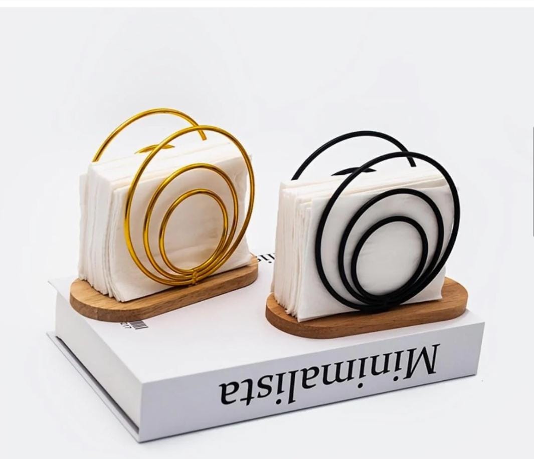 Metallic Hemisphere Serviette Holder with Elegant Bamboo Base – Durable, Rust-resistant, and Stylish Tissue Organizer for Dining Tables, Kitchens, and Home Décor