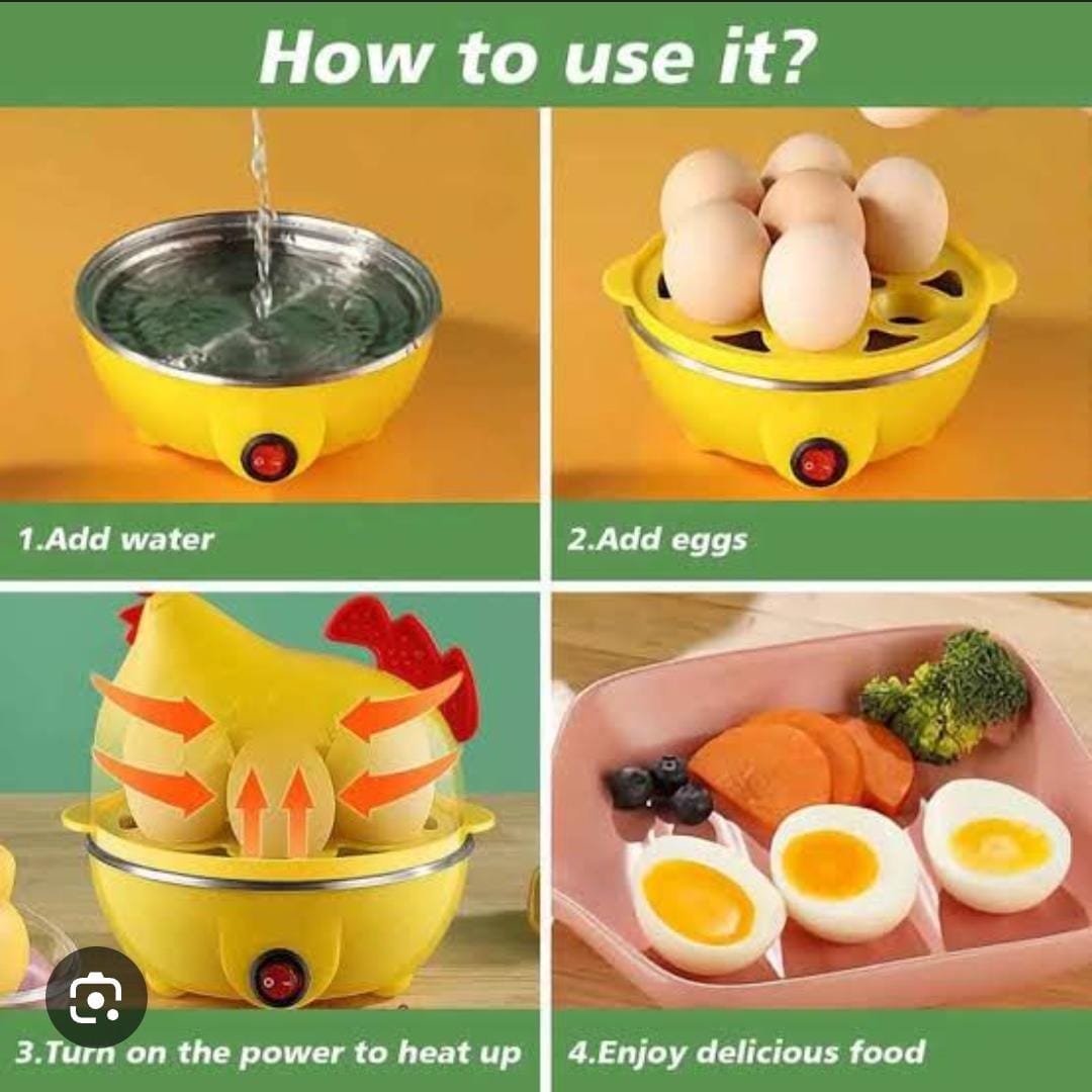 Electric 7pcs Egg Poacher and Boiler – Multifunction Kitchen Egg Cooker with Auto Shut-Off, Steaming Rack, and Measuring Cup for Perfect Soft or Hard-Boiled Eggs Every Time