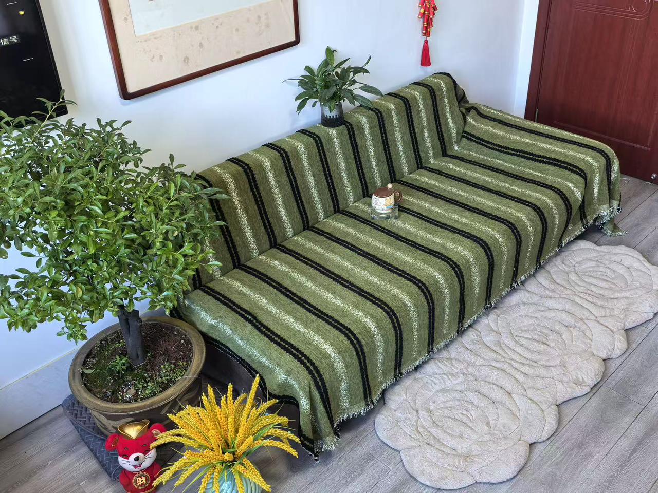 Reversible Chenille Cotton Sofa Covers for 7-Seater Set (3+2+1+1) – Anti-Scratch, Easy-Wash, Non-Slip Fit, Premium Chenille Fabric, Simple Placement for Perfect Alignment