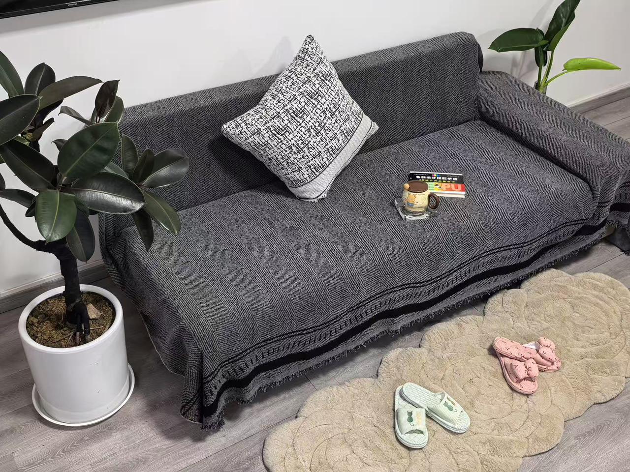 Reversible Chenille Cotton Sofa Covers for 7-Seater Set (3+2+1+1) – Anti-Scratch, Easy-Wash, Non-Slip Fit, Premium Chenille Fabric, Simple Placement for Perfect Alignment