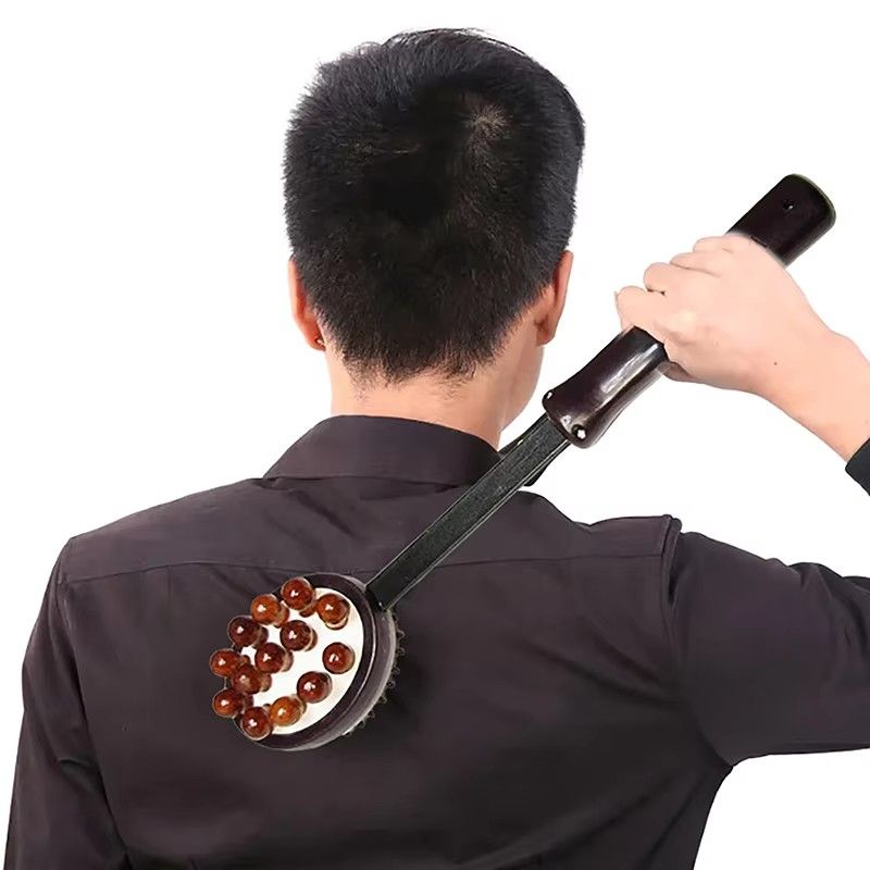 Handheld Double head percussion Relaxation Meridian Back hammer Massager with wooden handle