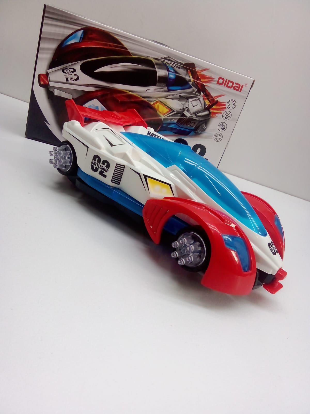Battery operated Deformation/unique spin lighting toy plane.Auto spin while deforming