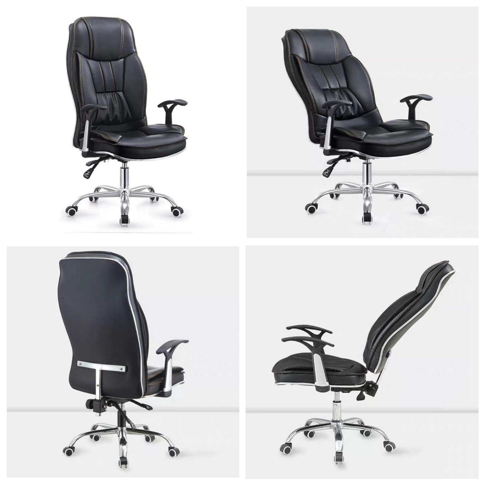 High back office leather chair with rolling wheels